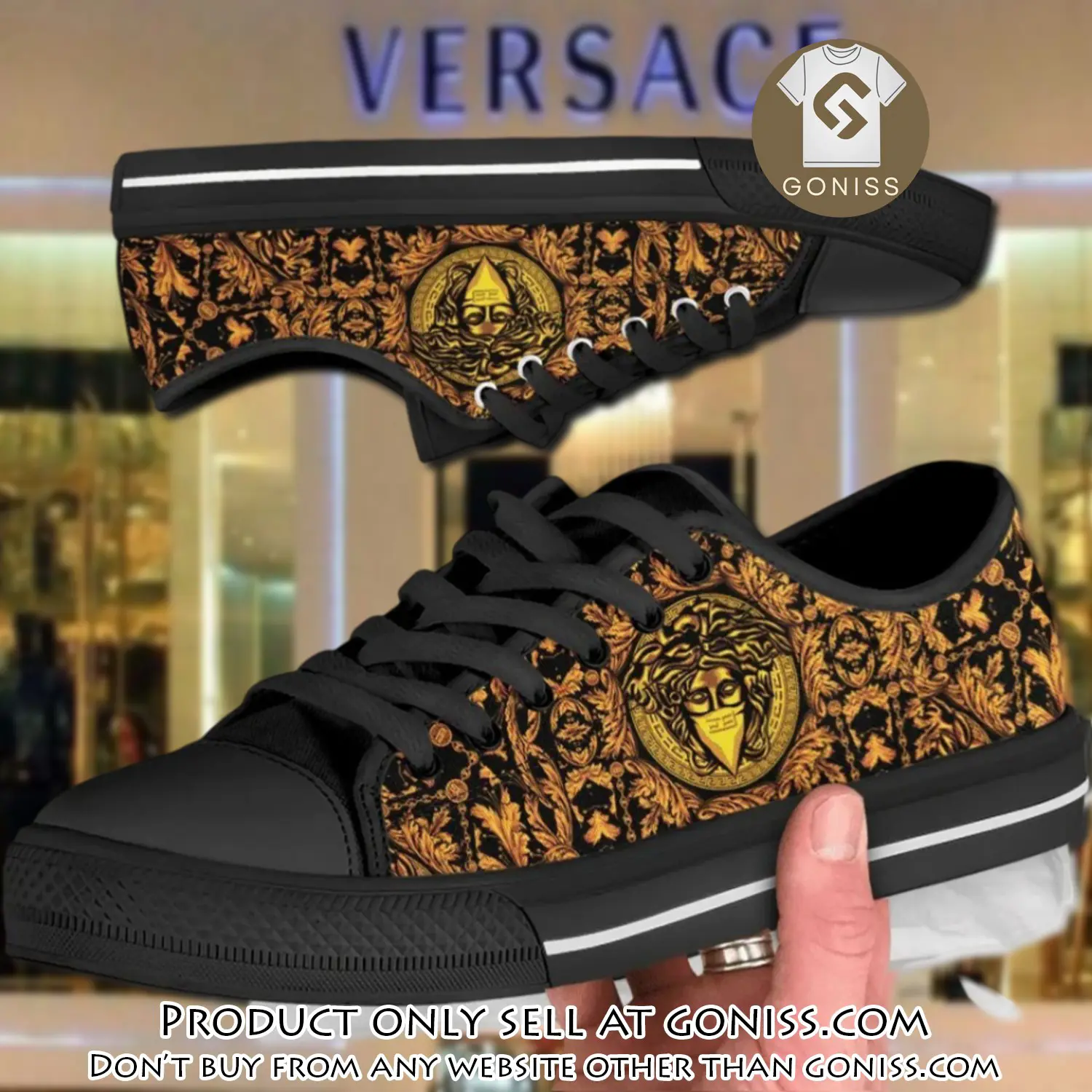 Versace medusa gold low top canvas shoes luxury brand gifts for men women gn0120355